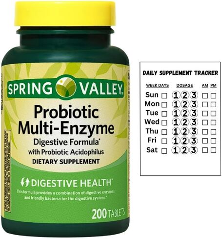 Spring Valley Probiotic Multi-end-end-endistive formula tablets ، 200 CT + Daily Lestoled Tracker Stracker in Saudi Arabia