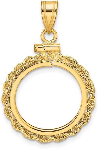 Generic 14k Polished Rope 16.5mm x 1.35mm Screw Top Coin Bezel Pendant, Yellow in Saudi Arabia