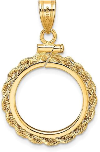 Generic 14k Polished Rope 16.5mm x 1.35mm Screw Top Coin Bezel Pendant, Yellow in Saudi Arabia