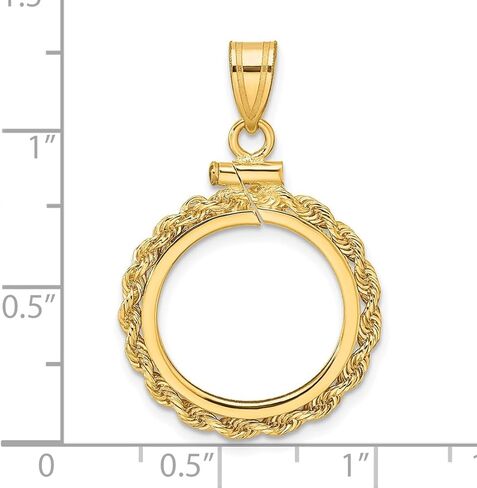 Generic 14k Polished Rope 16.5mm x 1.35mm Screw Top Coin Bezel Pendant, Yellow in Saudi Arabia