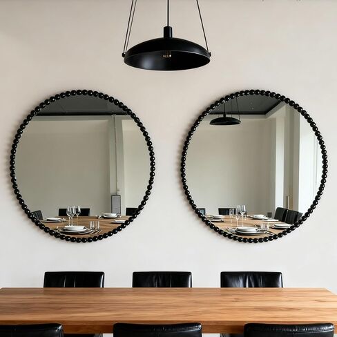 Round Wall Mirror with Gold Beaded Frame, Decorative Accent Mirror for Home (Gold1) in Saudi Arabia