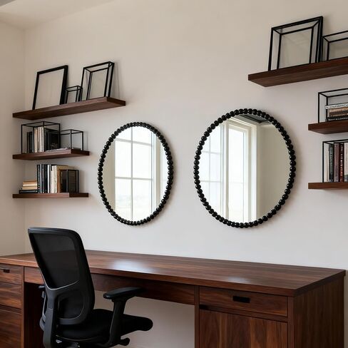 Round Wall Mirror with Gold Beaded Frame, Decorative Accent Mirror for Home (Gold1) in Saudi Arabia