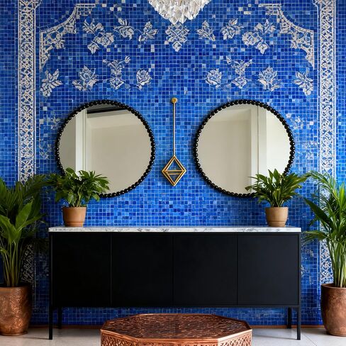 Round Wall Mirror with Gold Beaded Frame, Decorative Accent Mirror for Home (Gold1) in Saudi Arabia