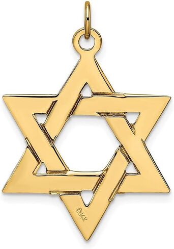 14K الذهب الأصفر النجم الصلب من David Pendant ، (L-32mm ، W-26.45mm) in Saudi Arabia