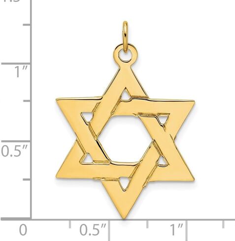 14K الذهب الأصفر النجم الصلب من David Pendant ، (L-32mm ، W-26.45mm) in Saudi Arabia