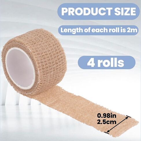 4 Rolls Cohesive Bandage Wrap, Self Adhesive Bandage Wrap 1 Inch, Big Toe Bandage, Finger Tape, Toe Tape for Broken Toe, Swelling, Wrist and Ankle Sprains, Finger in Saudi Arabia