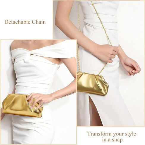 Clutch Purse for Women, Vegan Leather Evening Bag, Soft Pleated PU Small Purses for Formal Wedding, Dressy Party in Saudi Arabia