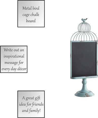 47th و Main Rustic Metal Bird Cage Chalkboard ، 24.75 "طويل القامة ، أزرق فاتح in Kuwait