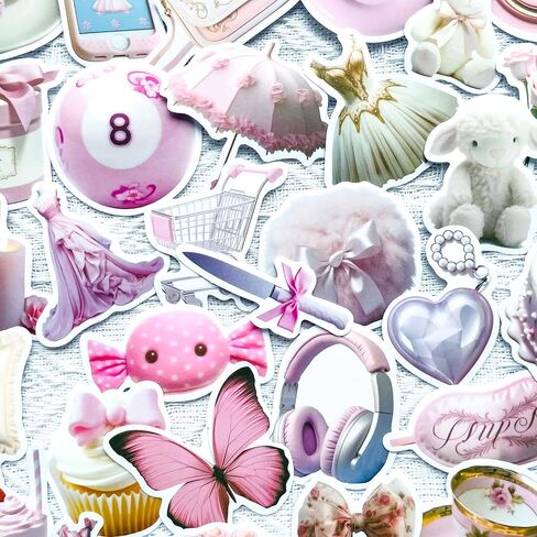 Yoksas 56Pcs Kawaii Purple Stickers - Vinyl Waterproof Aesthetics Cute Girls Decal for Water Bottles,Scrapbook,Laptops,Tumbler,Phone,Luggage in Saudi Arabia