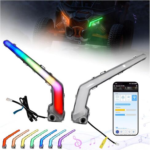 RGB LED Fang Lights لـ Can-Am Maverick X3 و X3 Max Trail Sport 2017-2025 ، التحكم في التطبيق ، بدء الرسوم المتحركة ، إشارات الدوران ، المشاهد الذكية ، مزامنة الموسيقى ، التوصيل والتشغيل ، 2pcs in Saudi Arabia