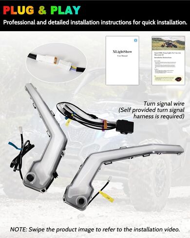 RGB LED Fang Lights لـ Can-Am Maverick X3 و X3 Max Trail Sport 2017-2025 ، التحكم في التطبيق ، بدء الرسوم المتحركة ، إشارات الدوران ، المشاهد الذكية ، مزامنة الموسيقى ، التوصيل والتشغيل ، 2pcs in Saudi Arabia