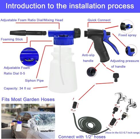 yilairiou car kit kit kits with foam gun prayer bucket pashes tire wash wash mitt sponge sponge duster car wash kit as comple in Kuwait