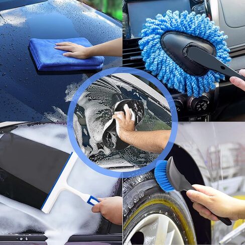 yilairiou car kit kit kits with foam gun prayer bucket pashes tire wash wash mitt sponge sponge duster car wash kit as comple in Kuwait