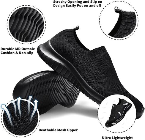 konhill Women's Slip On Sneakers Non Slip Walking Shoes Breathable Mesh Work Casual Lightweight Tennis Workout Shoes in Kuwait