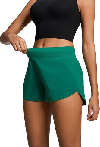 MCEDAR Women High Split Running Shorts 3" with Liner High Waisted Dolphin Athletic Workout Shorts in Saudi Arabia