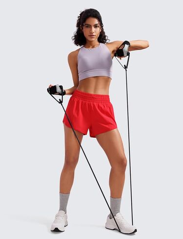 CRZ Yoga High Pherced Shorts for Women 2.5 " - Mesh Liner Quick Dry for Sport Athletic Procution with Zipper Pocket in Kuwait