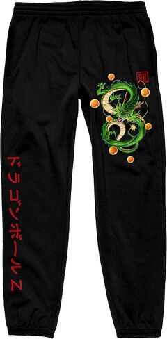 Mens Dragon Ball Z Anime Shenron Kanji Graphic Print Black Sweatpants in Saudi Arabia
