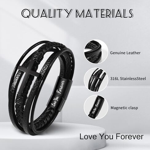 To My Grandson Bracelet from Grandma Grandpa With Heartfelt Message & Elegant Box, Braided Leather Bracelets Gifts For Grandson, Birthday, Graduation, Christmas Gifts For Grandsons in Saudi Arabia
