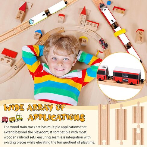 Liliful Pack of 16 Straight Wooden Train Track Expansion Male-Male Female-Female Train Track Compatible with Most Train Tracks 6" Train Tracks in Saudi Arabia