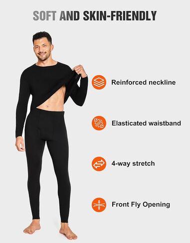 100% Merino Wool Base Layer Mens, Soft Thermals Underwear, Top and Bottom Set，Warm Long Johns Sets for Winter (S-2XL) in Saudi Arabia
