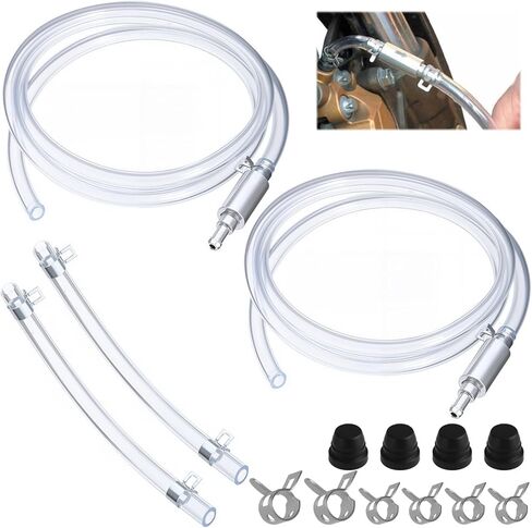 2PCS Brake Bleeder Hose Motorcycle Brake Bleeder Kit, One Way Check Valve Tube Bleeding Tool Kit for Motorcycle Car Clutch Hydraulic System Bleeding, Brake Fluid Bleeder 2 Screw Caps & 2 Spring Clamps in Saudi Arabia
