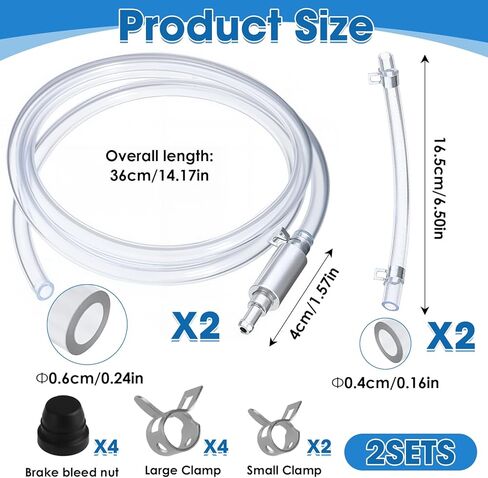 2PCS Brake Bleeder Hose Motorcycle Brake Bleeder Kit, One Way Check Valve Tube Bleeding Tool Kit for Motorcycle Car Clutch Hydraulic System Bleeding, Brake Fluid Bleeder 2 Screw Caps & 2 Spring Clamps in Saudi Arabia