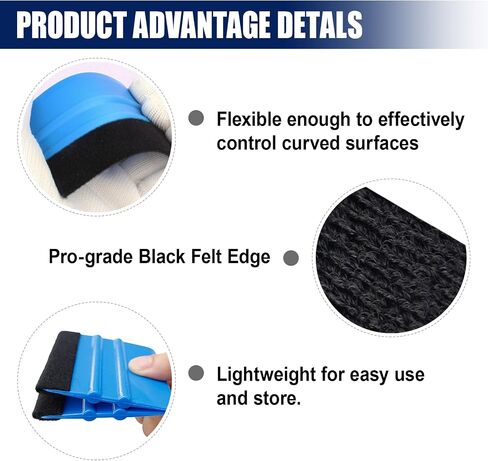 4 Inch Plastic Felt Edge Squeegee, Mini Squeegee Car Window Film Tinting Tool, Vinyl Car Decal Scraper Applicator, Vehicle Wallpaper Smoothing Tool for Window Tint (2PCS) in Saudi Arabia