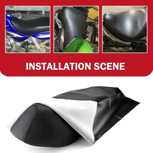 Motorcycle Seat Cover, DIY Seat Protector, Suitable for Motorcycle, Scooter or Electric Vehicle (Black, 39.37" x 27.56") in Saudi Arabia
