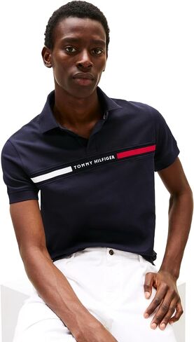 Tommy Hilfiger Men's Short Sleeve Casual Polo Shirts in Regular Fit with Chest Logo Designs in Saudi Arabia