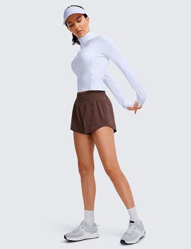 CRZ Yoga High Pherced Shorts for Women 2.5 " - Mesh Liner Quick Dry for Sport Athletic Procution with Zipper Pocket in Kuwait