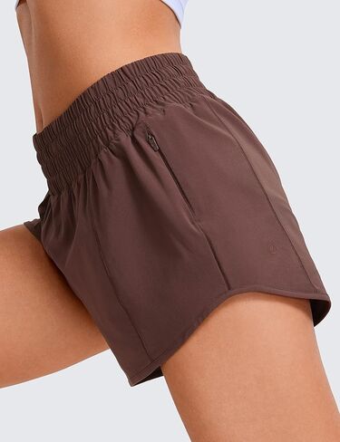 CRZ Yoga High Pherced Shorts for Women 2.5 " - Mesh Liner Quick Dry for Sport Athletic Procution with Zipper Pocket in Kuwait