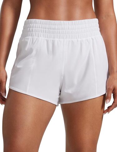 CRZ Yoga High Pherced Shorts for Women 2.5 " - Mesh Liner Quick Dry for Sport Athletic Procution with Zipper Pocket in Kuwait