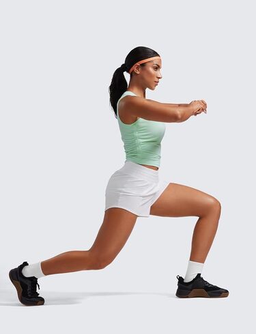 CRZ Yoga High Pherced Shorts for Women 2.5 " - Mesh Liner Quick Dry for Sport Athletic Procution with Zipper Pocket in Kuwait
