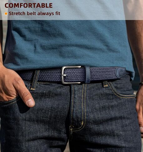Men's Golf Belt 2 Pack-Braided Woven Stretch Belt for Gift Men Casual Jeans Sports Work 1 3/8" in Saudi Arabia
