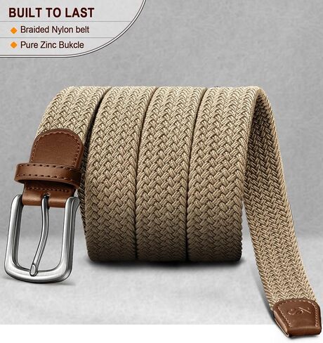 Men's Golf Belt 2 Pack-Braided Woven Stretch Belt for Gift Men Casual Jeans Sports Work 1 3/8" in Saudi Arabia