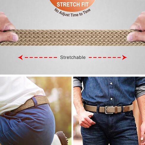 Men's Golf Belt 2 Pack-Braided Woven Stretch Belt for Gift Men Casual Jeans Sports Work 1 3/8" in Saudi Arabia