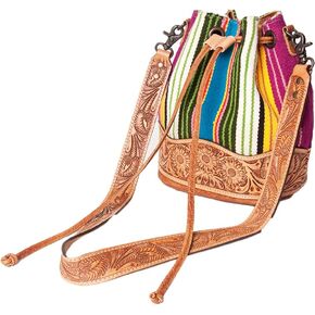 American Darling Bucket Hand Tooled Saddle Blanket Genuine Leather Western Women Bag Handbag Purse Travel Bags College Casual in Kuwait