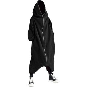 WUAI-Men Baggy Romper Zip Up One Piece Jumpsuit Pajamas Casual Loose Hooded Onesies Tracksuit Zip Up Overalls Playsuit in Saudi Arabia