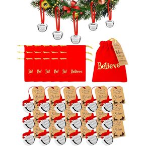 18PCS Christmas Believe Bell Ornaments, Polar Express Bell, Silver Sleigh Bell Christmas Party School Classroom Indoor Outdoor Decor Supplies(18) in Saudi Arabia