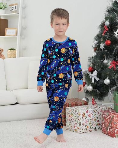 CARETOO Toddler Boys Pajamas Long Sleeve Long Pants with Eye Mask Pajama Set Kids Cute Print Pjs 3PCS Sleepwear 2-7Y in Kuwait