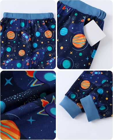 CARETOO Toddler Boys Pajamas Long Sleeve Long Pants with Eye Mask Pajama Set Kids Cute Print Pjs 3PCS Sleepwear 2-7Y in Kuwait