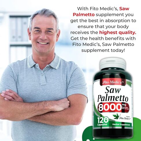 فيتو Medic's Saw Palmetto | رأى كبسولات بالميتو | 120 كبسولات | مستخلص مركّز | ملحق عشبي قابل للامتصاص للغاية in Saudi Arabia
