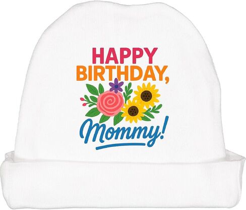inktastic Happy Birthday Mommy Floral Design Baby Beanie Hat in Saudi Arabia
