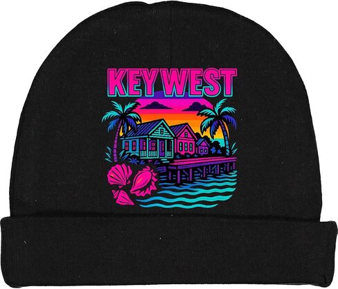 inktastic Key West Neon Sunset Beach Vibes Baby Beanie Hat in Saudi Arabia