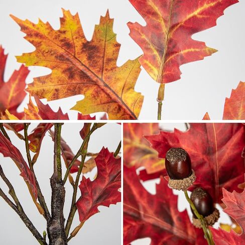 Fall Artificial Maple Tree Potted - 20" Faux Autumn Maple Leaf with Pot Fake Acorn Oak Plant Decoration for Indoor Home Harvest Thanksgiving Halloween Party Office Desk Living Room Table Decor in Saudi Arabia