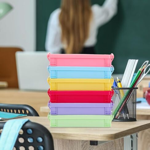 Cholemy 30 Pcs Large Capacity Plastic Pencil Box Bulk Transparent Pencil Case Crayon Box with Snap Tight Lid Stackable Clear Organizer Containers for Pen Erasers Stationery Toys School Supplies in Kuwait