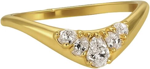 Caitlynminimalist 18k الذهب المطلي بالولاية الجنيه الفضية CZ الماس منحنى الوعد القابلة للتكديس حلقة للنساء | المجوهرات العصرية in Kuwait