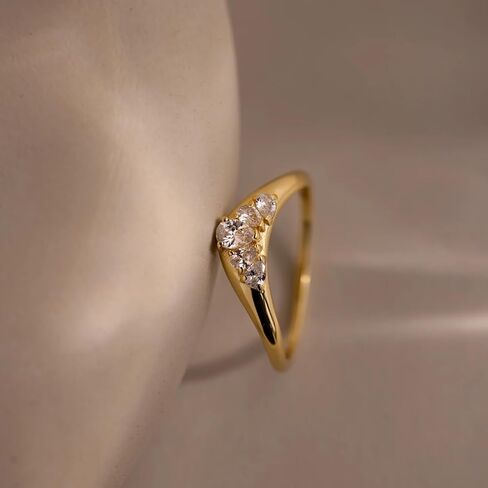Caitlynminimalist 18k الذهب المطلي بالولاية الجنيه الفضية CZ الماس منحنى الوعد القابلة للتكديس حلقة للنساء | المجوهرات العصرية in Kuwait