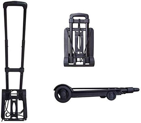 Portable Folding Travel Trailer Luggage Cart, Multifunctional Hand Trolley for Shopping, Lightweight Black Small Cart for Easy Travel & Storage in Saudi Arabia