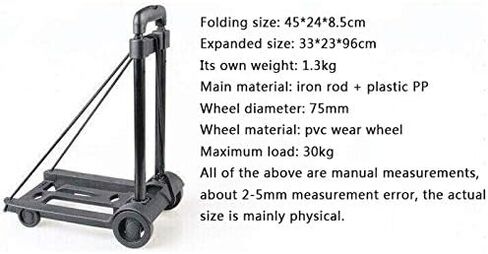 Portable Folding Travel Trailer Luggage Cart, Multifunctional Hand Trolley for Shopping, Lightweight Black Small Cart for Easy Travel & Storage in Saudi Arabia